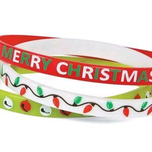 24 Bracelets ~ Christmas Thin Band Silicone Bracelet Assortment ~ 3 Styles  8 ea